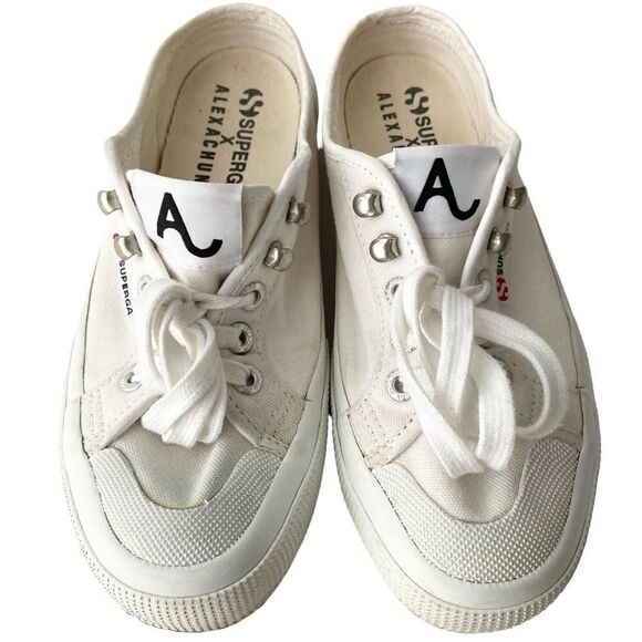 Superga X Alexa Chung 2294 Cothook Lace Up White Sneakers in Size US 4.5 - Picture 4 of 13